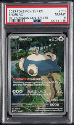 2023 POKEMON 151 POKEMON CENTER ELITE TRAINER BOX PROMO SVP #051 SNORLAX PSA 8 - Image 1