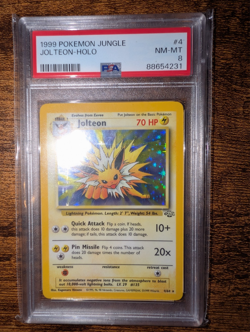 1999 Pokemon Jungle Jolteon Holo card 4/64 PSA 8 - Image 1