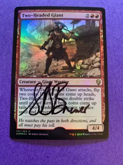 MTG Magic Two-Headed Giant FOIL Signed Artist Proof x1 Dominaria Simon Dominic - Image 1