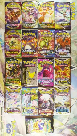 *EMPTY* Pokemon Booster Packs Complete Sword & Shield Era Artwork Set x17 Packs - Image 1