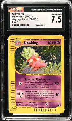 Slowking Aquapolis Holo H22/H32 CGC 7.5 NM+ Swirl 2003 Pokemon - Image 1