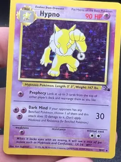 Pokemon Hypno 8/62 Fossil Holo Unlimited MP/HP BE3 - Image 2