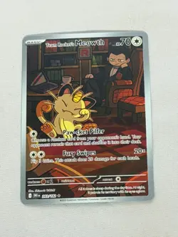 Pokemon Team Rocket's Meowth Full Art Destined Rivals 203/182 - Image 1