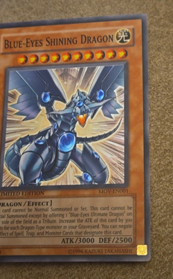 Rare Blue Eyes Shining Dragon MOV-EN001 Limited Edition YuGiOh Foil - Image 3