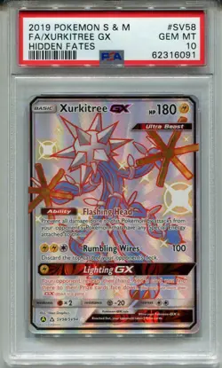 Pokemon Sun & Moon Hidden Fates Shiny Vault Card SV58 Xurkitree PSA 10 - Image 1