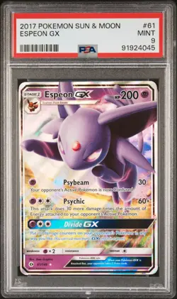 PSA 9 Espeon GX 61/149 Sun & Moon Base 2017 Pokemon Card - Image 1