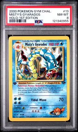 2000 POKEMON GYM CHALLENGE HOLO-1ST ED #13 MISTY'S GYARADOS PSA 8 - Image 1