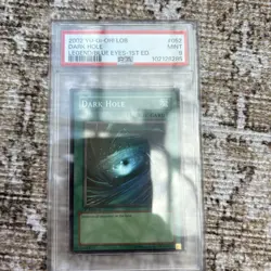 Yugioh DARK HOLE 1st Ed New Super Rare LOB-052 PSA 9 Mint wow BGS CGC Blue Eyes - Image 1