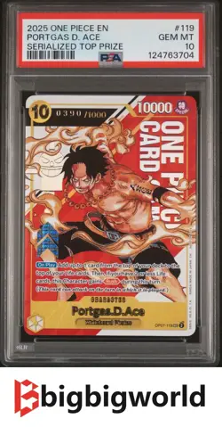2025 One Piece Card Game SERIALIZED TOP PRIZE OP07-119 PORTGAS D. ACE PSA10 #390 - Image 1