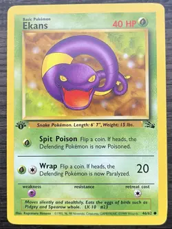 1st Edition Ekans 46/62 Pokemon TCG WOTC Base Set Fossil LP - Image 1