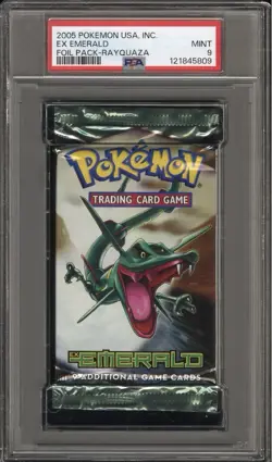 Pokemon 2005 EX Emerald Foil Booster Pack Rayquaza PSA 9 Pop 5! - Image 1