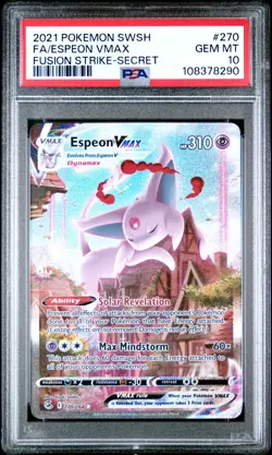 2021 POKEMON SWORD & SHIELD FUSION STRIKE SECRET FULL ART/ESPEON VMAX PSA 10 - Image 1