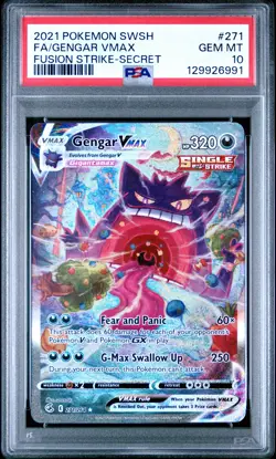 2021 POKEMON SWORD & SHIELD FUSION STRIKE SECRET FULL ART/GENGAR VMAX PSA 10 - Image 1