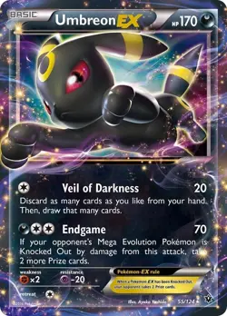 Umbreon EX 55/124 XY Fates Collide Ultra Rare Holo Pokemon TCG MP - Image 1