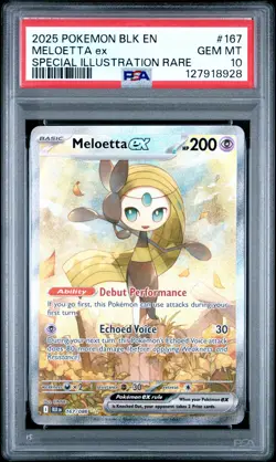 2025 POKEMON BLK EN-BLACK BOLT SPECIAL ILLUSTRATION RARE #167 MELOETTA EX PSA 10 - Image 1