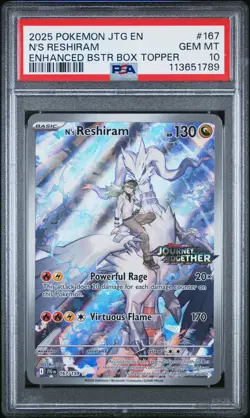 2025 POKEMON JTG EN-JOURNEY TOGETHER #167 N'S RESHIRAM PSA 10 - Image 1