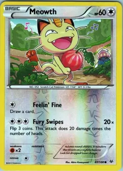 Meowth 67/108 Common - Pokemon TCG XY: Roaring Skies - Reverse Holo (LP) - Image 1