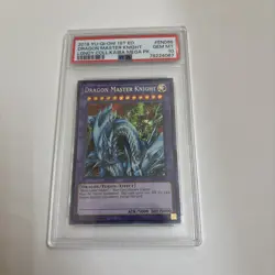 Yugioh PSA 10 GEM MINT Dragon Master Knight LCKC-EN065 1st Edition Secret Rare - Image 1