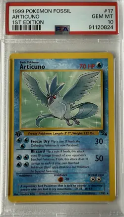 1999 Pokemon Fossil 1st Edition Articuno Card 17/62 PSA Gem Mint 10 - Image 1