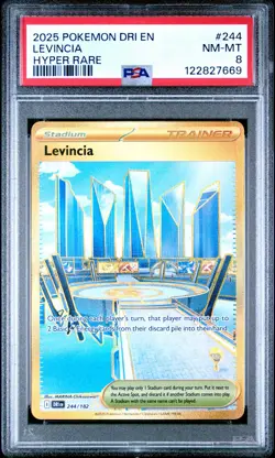 2025 POKEMON DRI EN-DESTINED RIVALS HYPER RARE #244 LEVINCIA PSA 8 - Image 1