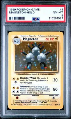 1999 POKEMON BASE SET UNLIMITED #9 MAGNETON-HOLO PSA 8 - Image 1