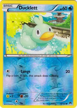 Reverse Holo Ducklett 36/122 Common XY - BREAKpoint Pokemon TCG - Image 1