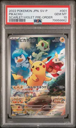 2022 Pokemon Japanese Sv Promo #001 Pikachu Scarlet/Violet Pre-Order PSA 10 - Image 1