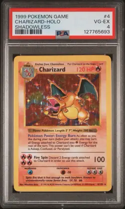 Pokemon TCG Charizard 4/102 Holo Rare Shadowless Base Set - Image 1