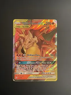 Pokemon SM Cosmic Eclipse Charizard & Braixen GX Tag Team Holo 22/236 Full Art - Image 1