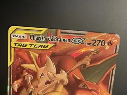 Pokemon SM Cosmic Eclipse Charizard & Braixen GX Tag Team Holo 22/236 Full Art - Image 3