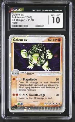 CGC 10 GEM MINT Golem ex 2003 EX Dragon 91/97 Holo Pokemon Card - Image 1