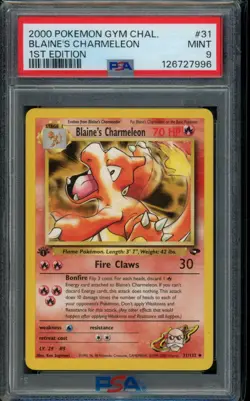2000 Pokemon Gym Challenge 1st Edition Blaine's Charmeleon #31/132 PSA 9 - Image 1