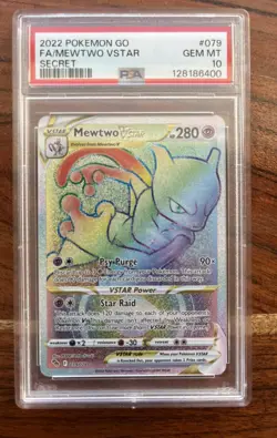 Pokemon Mewtwo VSTAR 079 PSA 10 Rainbow Rare (Pokemon Go) - Image 3