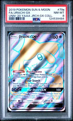 2019 POKEMON SUN & MOON UNIFIED MINDS #79A FULL ART/JIRACHI GX PSA 8 - Image 1