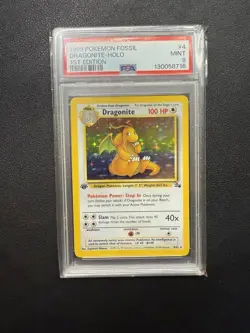 1999 Pokemon Fossil Dragonite #4/62 1st Edition Holo PSA 9 Mint - Pokemon Rare - Image 1
