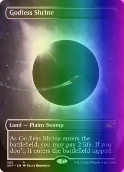 MTG Magic the Gathering Godless Shrine (282/689) Unfinity LP FOIL - Image 1