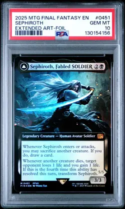2025 MTG EXTENDED ART FOIL SEPHIROTH FABLED SOLDIER/ ONE-WINGED ANGEL PSA 10 - Image 1