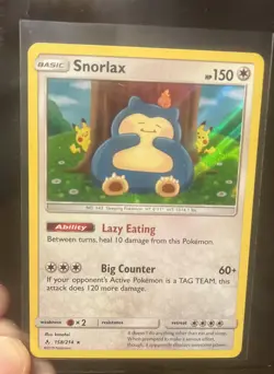 2019 POKEMON SNORLAX 158/214 -UNBROKEN BONDS- RARE- HOLO -NM/LP - Image 1
