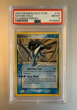 Pokemon Suicune Gold Star EX Unseen Forces Holo Ultra Rare #115 PSA 8 - Image 1