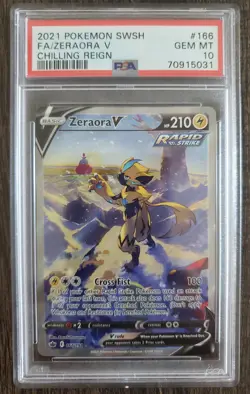 2021 POKEMON SWORD & SHIELD CHILLING REIGN #166 FULL ART/ZERAORA V PSA 10 - Image 1