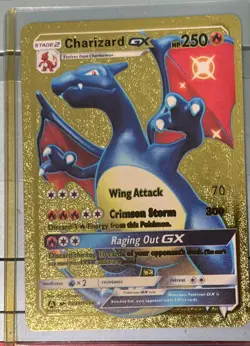 Pokemon TCG 🔥 CHARIZARD GX Hidden Fates SV49/SV94 Gold Holo Full Art Fan Card - Image 1