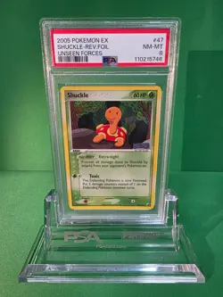 2005 POKEMON EX SHUCKLE REVERSE FOIL UNSEEN FORCES 47/115 PSA 8 - Image 1