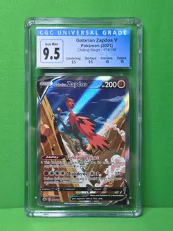 POKEMON 2021 CHILLING REIGN GALARIAN ZAPDOS V FULL ART 174/198 CGC 9.5 - Image 1