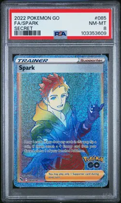 2022 POKEMON GO SECRET #085 FULL ART/SPARK PSA 8 - Image 1