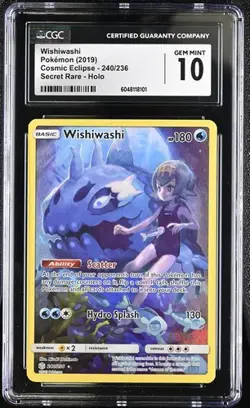 Wishiwashi Holo Secret Rare CGC 10 GEM Pokemon (2019) Cosmic Eclipse #240/236 - Image 1