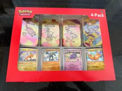 Pokemon TCG 151 Mini Tins 4 Pack + 4 Promos NIB Sealed Sams Club Exclusive NEW - Image 1