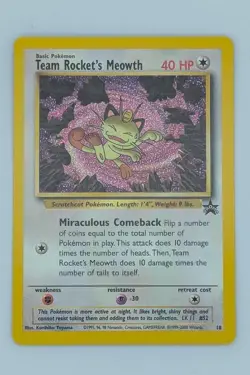 Team Rocket's Meowth #18 Black Star Promo WOTC Pokemon - NM - Image 1
