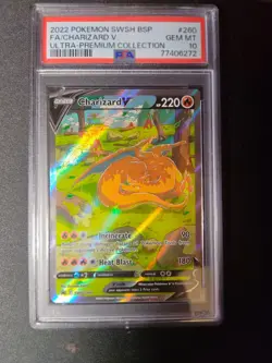 2022 POKEMON SWSH BLACK STAR PROMO 260 FULL ART/CHARIZARD V SWORD & SHIELD PSA10 - Image 1