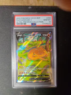 2022 POKEMON SWSH BLACK STAR PROMO 260 FULL ART/CHARIZARD V SWORD & SHIELD PSA10 - Image 2