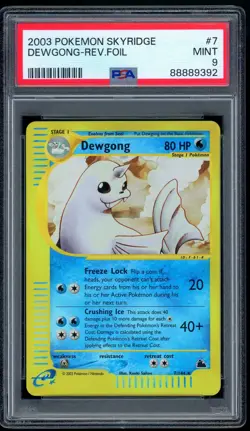 2003 Pokemon Unlimited Skyridge 7/144 Dewgong Reverse Holo PSA MINT 9 - Image 1